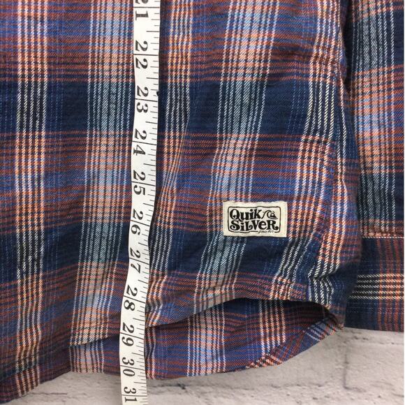 Quick Silver 90s Skater Hooded Blue Plaid Old Loggers Flannel Shirt Men's Size M - Picture 12 of 12